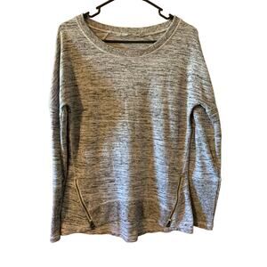 Athleta Gray Marble Small Women's Long Sleeve Top With Bottom Zip